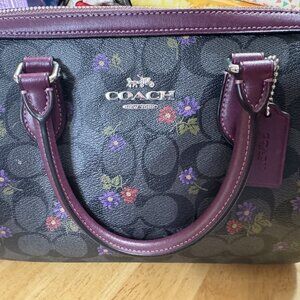 COACH Rowan Satchel Bag Crossbody Signature Canvas Country Floral Print
